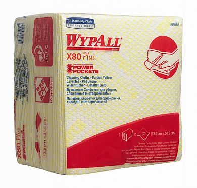19164 Протирочный материал WypAll X80 Plus желтые однослойный, 30 листов