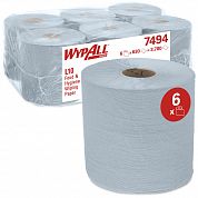7494 Протирочный материал WypAll L10 синий однослойный с центральной подачей, 6 рулонов по 630 листов