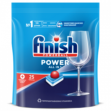 Таблетки для посудомоечных машин Finish Power All in 1, 25 таблеток