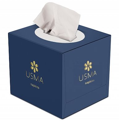 u08042022 Косметические салфетки USMA в кубе, 30 упаковок по 100 листов