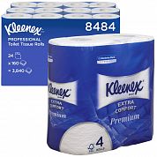 8484 Туалетная бумага Kleenex Premium Extra Comfort в стандартных рулонах четырехслойная, 24 рулона по 19,2 метра