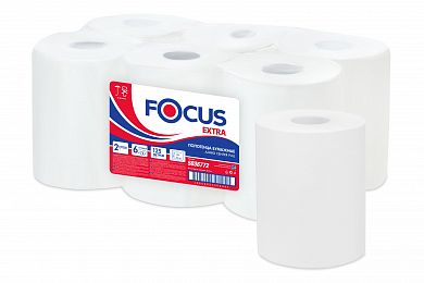 5036772 Бумажные полотенца Focus Jumbo Centerpull белые двухслойные с центральной подачей, 6 рулонов по 125 метров