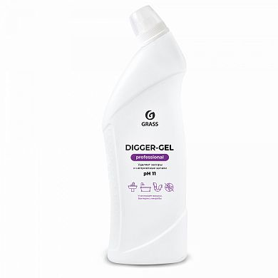 125569 Щелочное средство для прочистки канализационных труб Grass Digger-gel Professional, 1 л