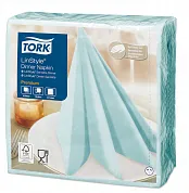 478880 Салфетки для ужина Tork Premium LinStyle цвета морской волны однослойные, 39 х 39 см, 50 листов