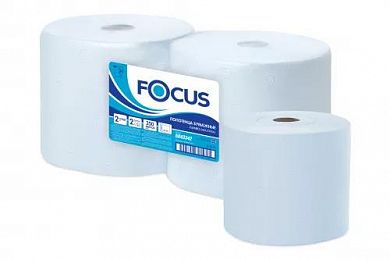 5043342 Протирочные салфетки Focus Jumbo белые двухслойные, 2 рулона по 350 метров