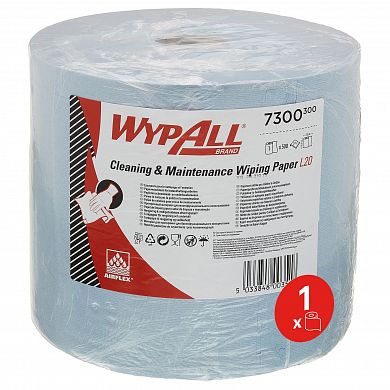 7300 Протирочные салфетки WypAll L20 Extra+ синие двухслойные в рулоне, 500 листов